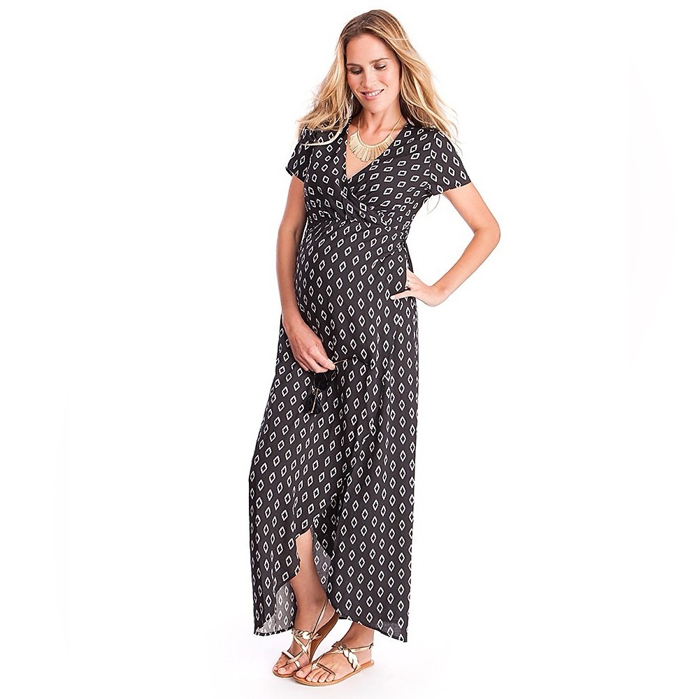 NWT Seraphine Black and White Maxi Wrap Dress Size 6